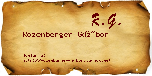 Rozenberger Gábor névjegykártya
